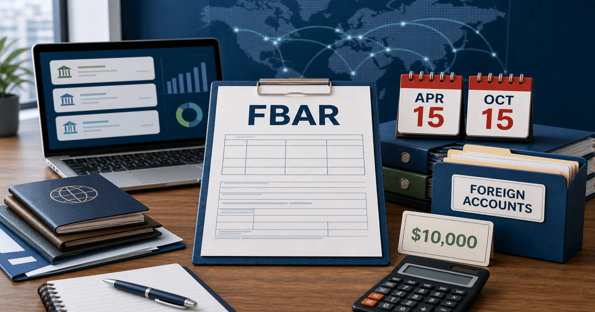 FBAR Filing Deadline 2026: FinCEN Form 114 Due Date, Automatic Extension, and Late Filing Guide feature image