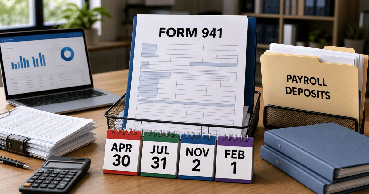 Form 941 Deadline 2026: Quarterly Payroll Tax Due Dates, Deposit Rules, and Filing Checklist feature image